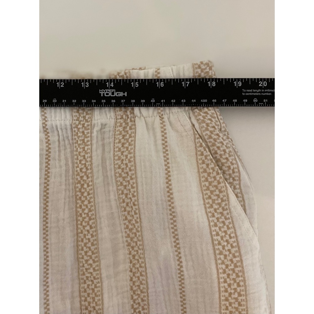 Coastal Comfort XL Cotton Gauze Striped Wide Leg Pants Cream Tan Elastic Waist - Picture 7 of 10